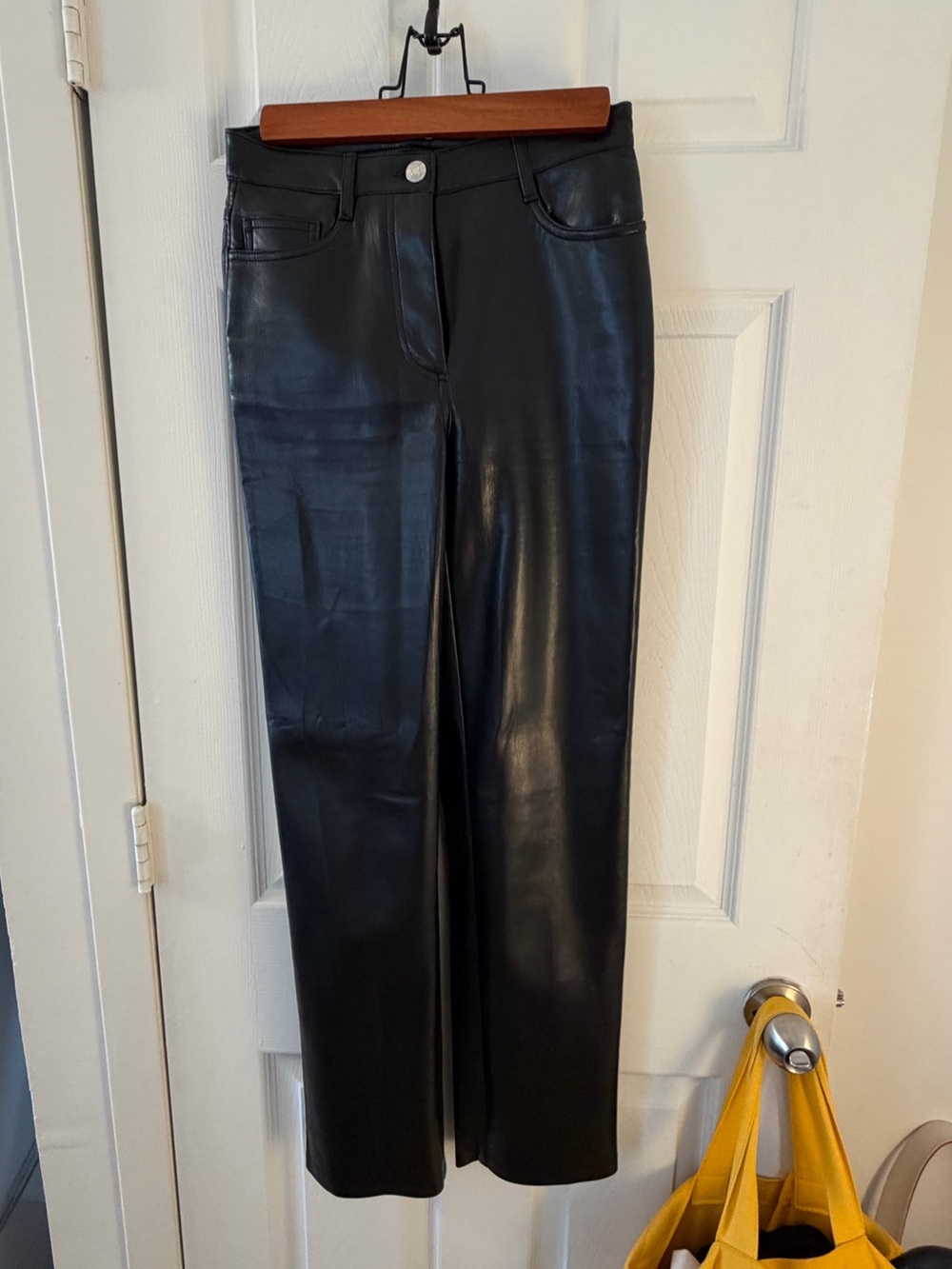 Aritzia Black Faux Leather Straight Leg Pants